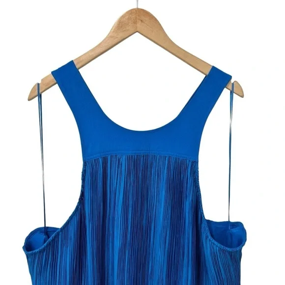 NWT Anthropologie Plus royal blue pleated halter plisse maxi dress long  midi 3X